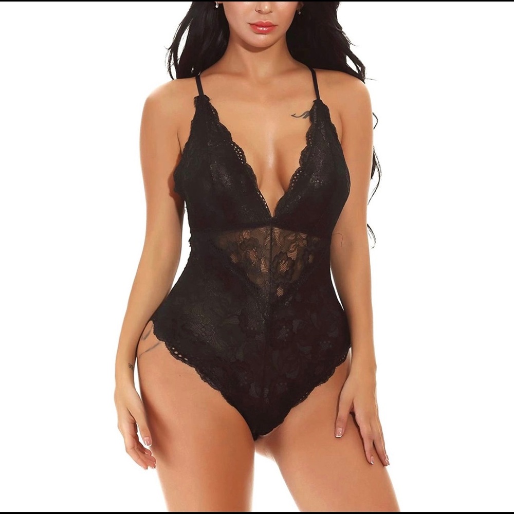 Sexy Lace Snap Crotch Teddy Lingerie - Brand New